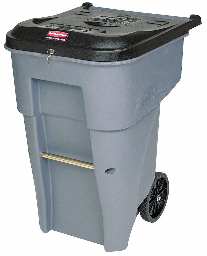 Rubbermaid 95 gal Rectangular Confidential Waste Container, Plastic, Gray - FG9W1188GRAY