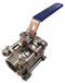 Top Brand Ball Valve, 316 Stainless Steel, Inline, 3-Piece, Pipe Size 1/4 in, Connection Type FNPT x FNPT - G-S3P1K-25