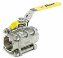 Top Brand Ball Valve, 316 Stainless Steel, Inline, 3-Piece, Pipe Size 3/8 in - SV39036SW003