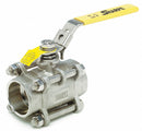 Top Brand Ball Valve, 316 Stainless Steel, Inline, 3-Piece, Pipe Size 1/2 in - SV39036SW004