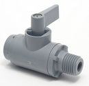 Top Brand Ball Valve, PVC, Inline, 1-Piece, Pipe Size 1/4 in, Connection Type FNPT x MNPT - 3991190