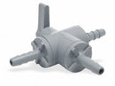 Top Brand Ball Valve, PVC, 3-Way, 1-Piece, Pipe Size 1/4 in, Connection Type Barb x Barb x Barb - 6903390