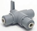 Top Brand Ball Valve, PVC, 3-Way, 1-Piece, Pipe Size 3/8 in, Tube Size 3/8 in, Connection Type Push - 6907690