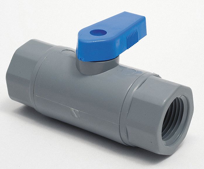 Top Brand Ball Valve, PVC, Inline, 1-Piece, Pipe Size 3/8 in, Connection Type FNPT x FNPT - PVC 638-6F6F-F
