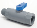Top Brand Ball Valve, PVC, Inline, 1-Piece, Pipe Size 1/4 in, Connection Type FNPT x MNPT - 6380490