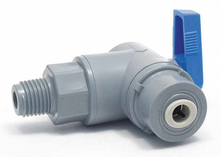 Top Brand Ball Valve, PVC, Angle, 1-Piece, Pipe Size 3/8 in, Tube Size 3/8 in - PVC 657-6M6SMC-B