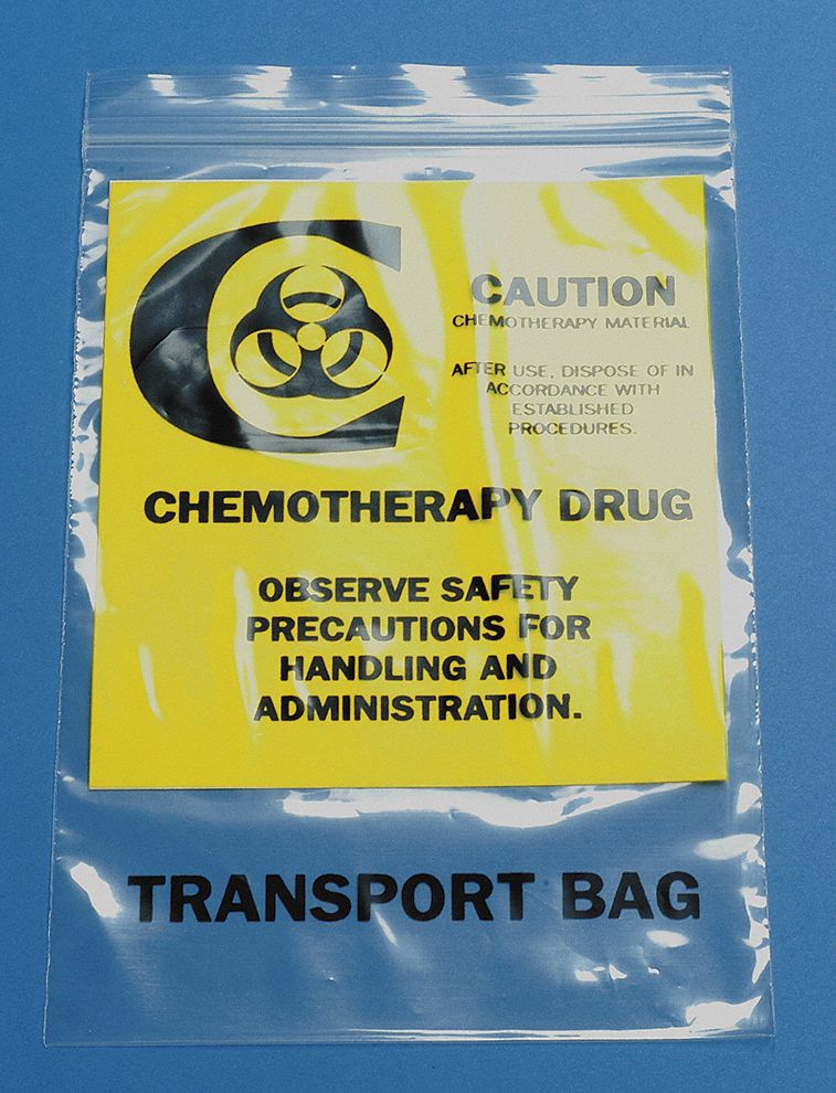 Top Brand Chemo Waste Bags, 1/2 gal., LDPE, Clear, Chemotherapy Drug Transport Bag, PK 500 - 3CUF5