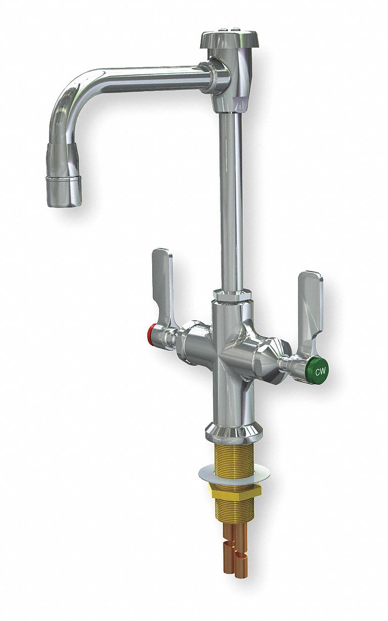 Watersaver Gooseneck Laboratory Faucet, Lever Faucet Handle Type, 3.00 gpm, Chrome - L414VB55LE