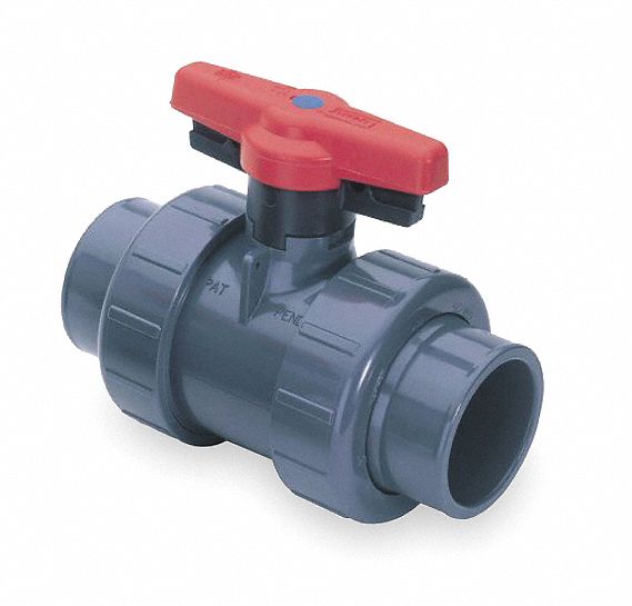 Spears Ball Valve, PVC, Inline True Union, 2-Piece, Pipe Size 1/2 in - 1829-005