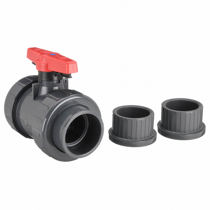 Spears Ball Valve, PVC, Inline True Union, 2-Piece, Pipe Size 4 in, Connection Type Socket x Socket - 1822-040