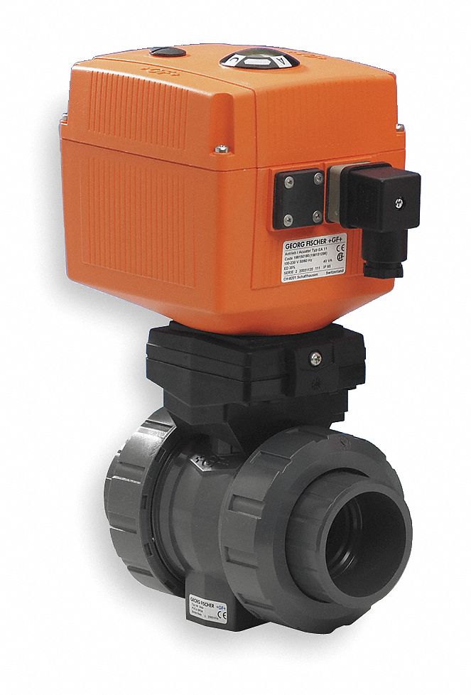 Georg Fischer PVC Electronic Actuated Ball Valve, 2 in Pipe Size, 100-230V AC Voltage - 199107208