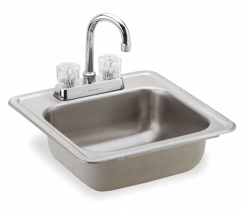 Elkay 15 in x 15 in x 5 3/16 in Drop-In Bar Sink Package with 12 in x 10 in Bowl Size - KP211515C