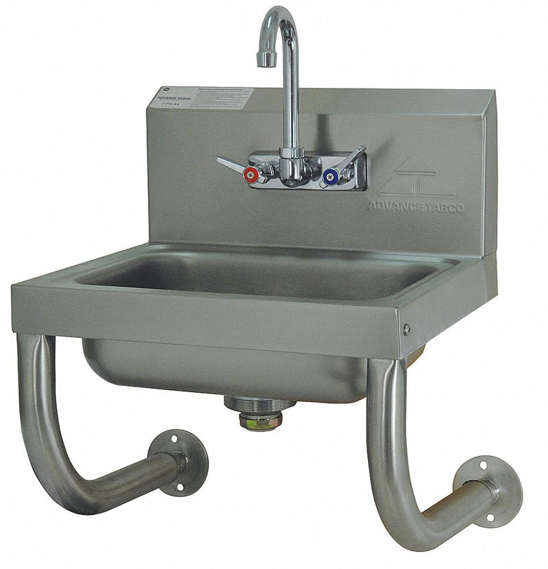Advance Tabco Stainless Steel Hand Sink, With Faucet, Wall Mounting Type, Silver - 7-PS-64