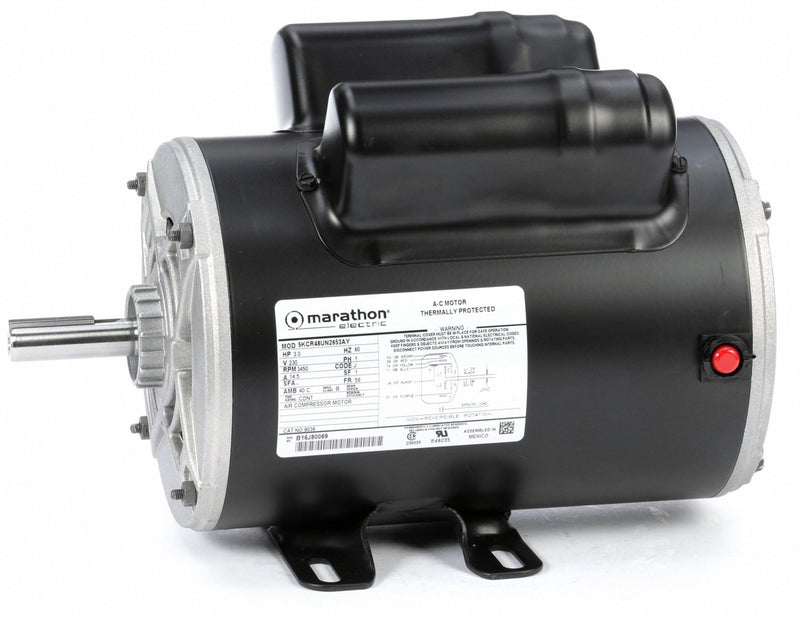 Marathon Motors 3 HP Commercial Duty Air Compressor Motor,Capacitor-Start/Run,3450 Nameplate RPM,230 Voltage - 5KCR48UN2653Y