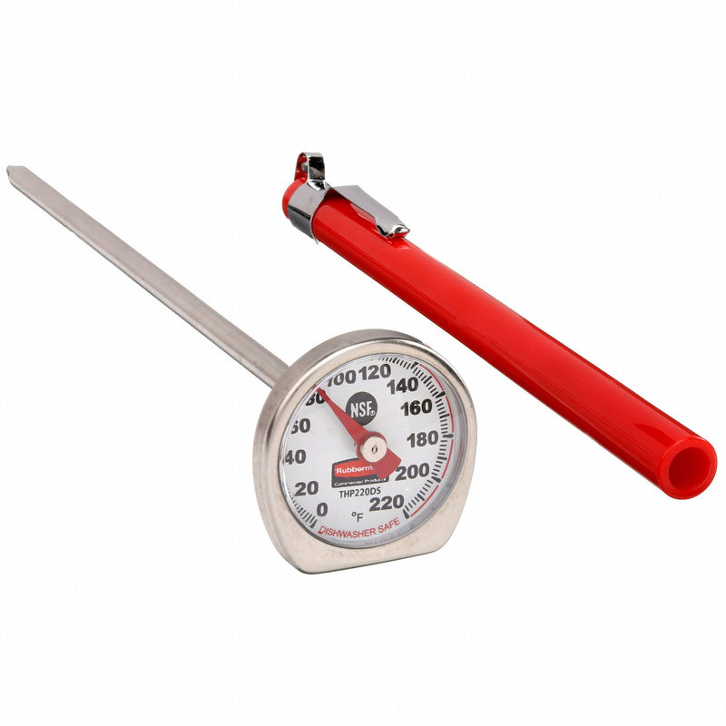 Rubbermaid Stem Thermometer, 0 to 220 Temp. Range (F), 1 in Dial Size, 5 in Stem Length, Analog - FGTHP220DS
