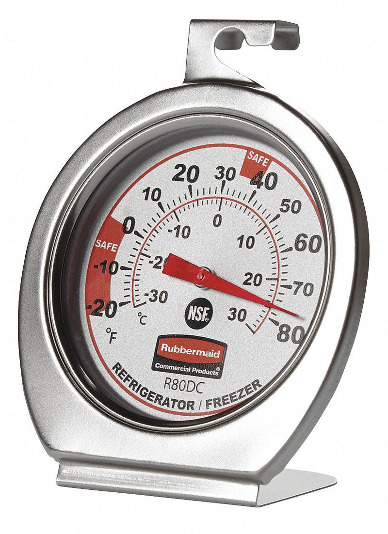 Rubbermaid Refrigerator/Freezer Thermometer, -20 to 80 Temp. Range (F), -30 to 30 Temp. Range (C) - FGR80DC