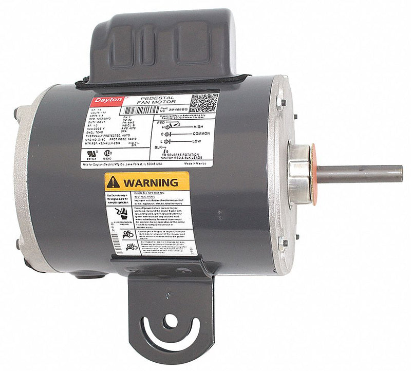 Dayton 1/3 HP Pedestal Fan Motor, Permanent Split Capacitor, 1075 Nameplate RPM,115 Voltage, Frame 48YZ - 3M469