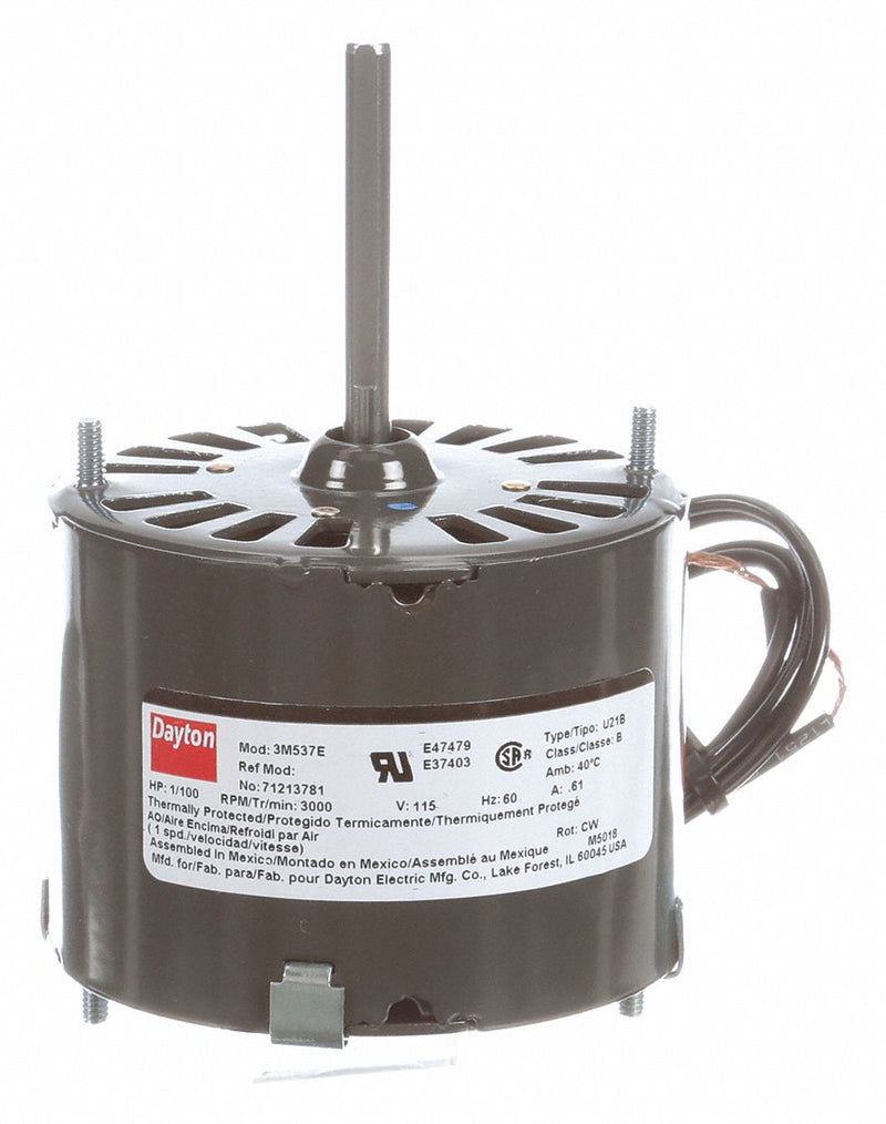 Dayton 1/100 HP, HVAC Motor, Shaded Pole, 3000 Nameplate RPM, 115 Voltage, Frame 3.3 - 71213781M