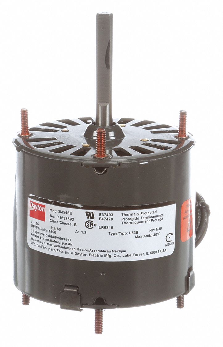 Dayton 1/30 HP, HVAC Motor, Shaded Pole, 1550 Nameplate RPM, 115 Voltage, Frame 3.3 - 71633692M