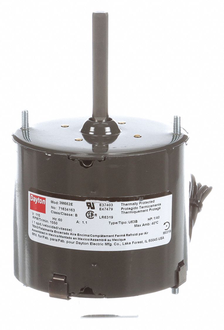 Dayton 1/40 HP, HVAC Motor, Shaded Pole, 1550 Nameplate RPM, 115 Voltage, Frame 3.3 - 71634163M