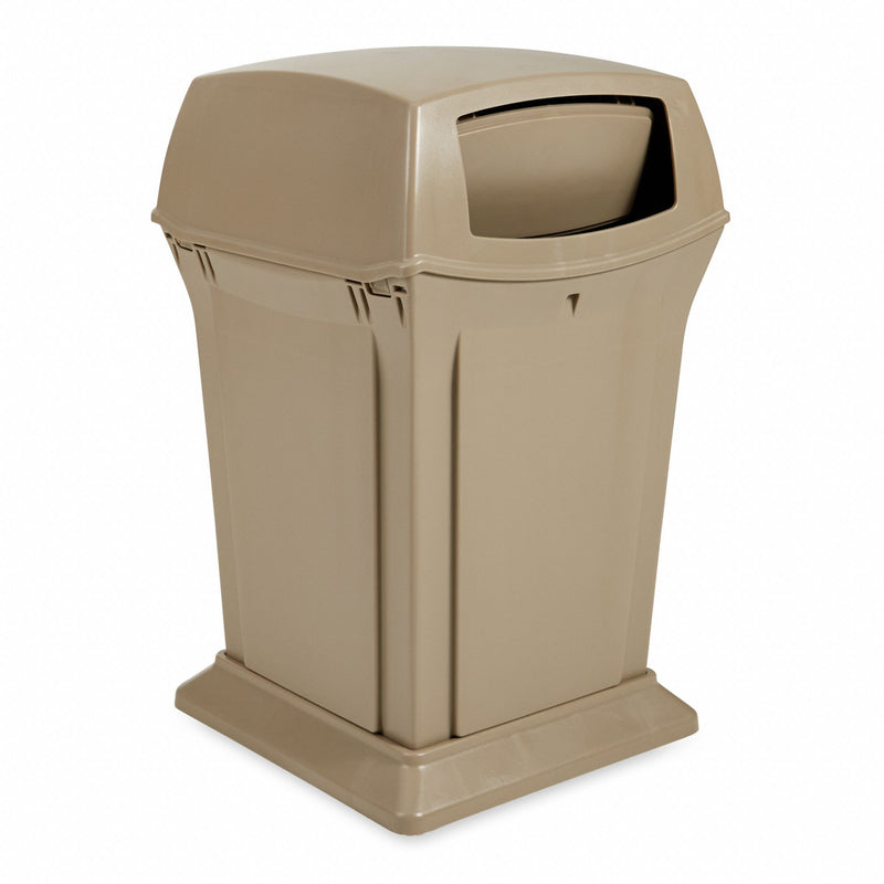 Rubbermaid 45 gal Square Trash Can, Plastic, Beige - FG917188BEIG