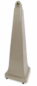 Rubbermaid 1 gal Cigarette Receptacle, 39 1/2 in Height, 12 1/4 in Base Dia., Plastic, Tan - FG257088BEIG