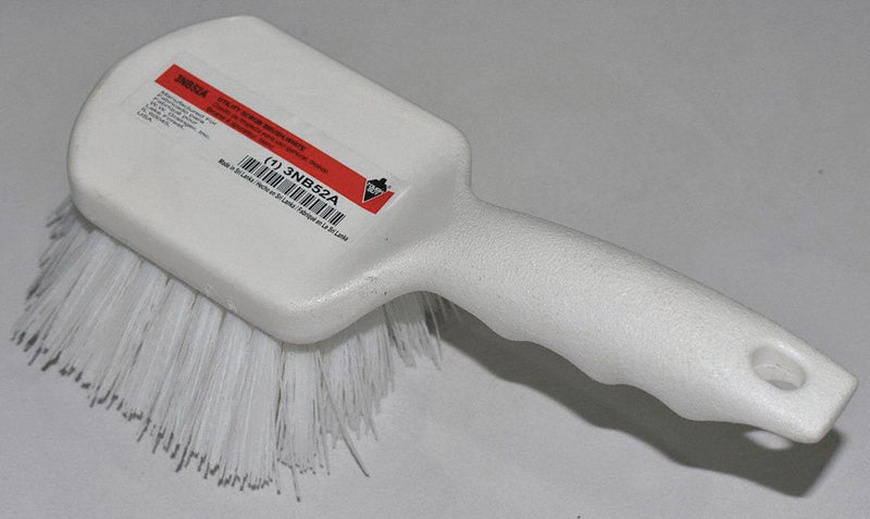 Tough Guy 8 inL Polypropylene Short Handle Scrub Brush, White - 3NB52