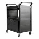 Rubbermaid Enclosed Service Cart, 200 lb. Load Capacity, HDPE, Black, Thermoplastic Rubber Caster Material - FG345700BLA