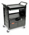 Rubbermaid Enclosed Service Cart, 200 lb. Load Capacity, HDPE, Black, Thermoplastic Rubber Caster Material - FG345700BLA