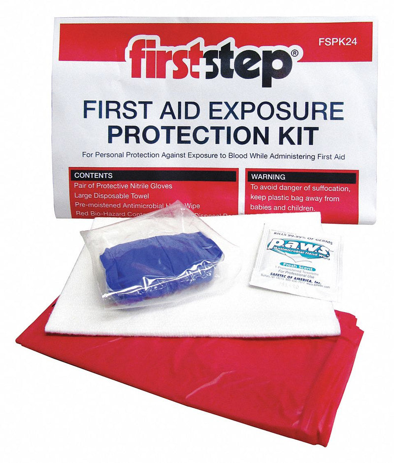Hospeco First Aid Protection Kit, 7-5/16 x 8-3/8 x 9-1/2 in, Box - FSPK24