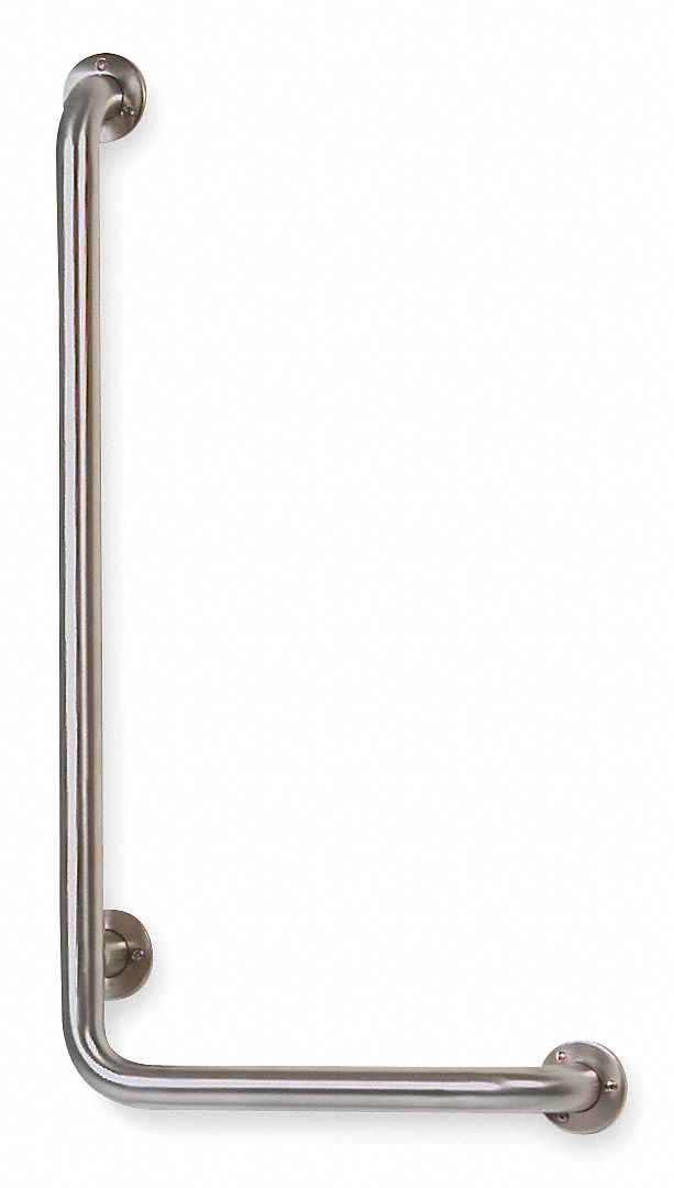 Top Brand Length 32", Left Hand 90 Degrees, Stainless Steel, Grab Bar - 3P922