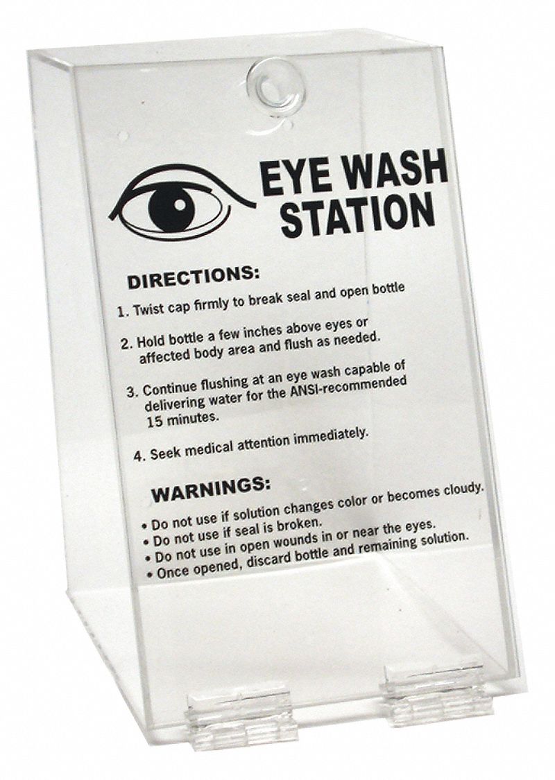 Brady Eye Wash Station, 32 oz (Sold Separately) Bottle Size, 10 in Height, 6 in Width, 7 1/4 in Depth - PD994E