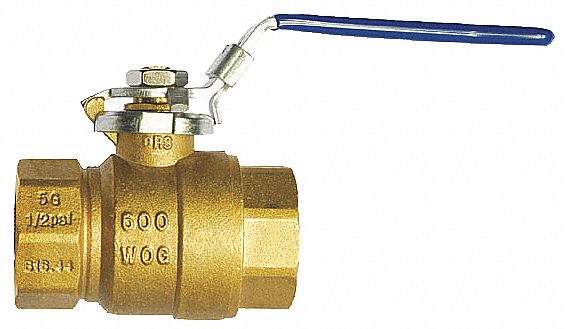 Milwaukee Valve Ball Valve, Brass, Inline, 2-Piece, Pipe Size 1/2 in, Connection Type FNPT x FNPT - 1/2