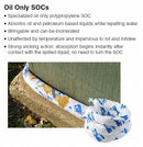 Brady Absorbent Sock, Oil-Based Liquids, 28 gal, 4 ft, Polypropylene - OIL430