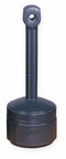 Justrite 1 gal Cigarette Receptacle, 30 in Height, 11 in Base Dia., Plastic, Black - 26806D