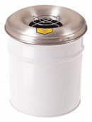 Justrite 6 gal Cigarette Receptacle Drum, 17 3/4 in Height, 12 1/4 in Base Dia., Metal, White - 26626W