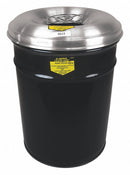 Justrite 6 gal Cigarette Receptacle Drum, 17 3/4 in Height, 12 1/4 in Base Dia., Metal, Black - 26626K