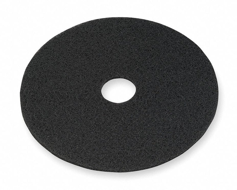 3M 19 in Non-Woven Nylon/Polyester Fiber Round Stripping Pad, 175 to 600 rpm, Black, 5 PK - 7200