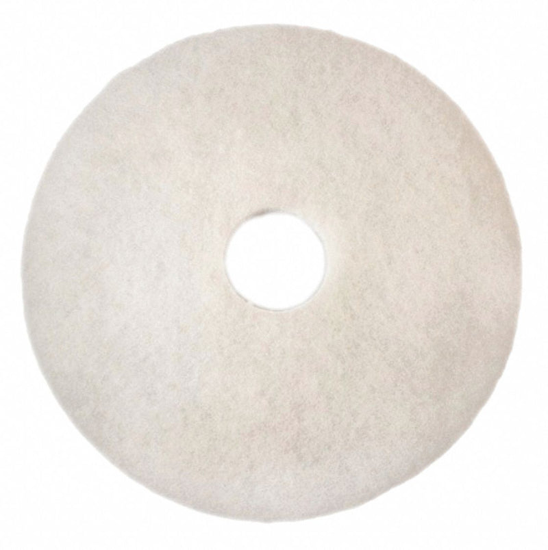 3M 20 in Non-Woven Polyester Fiber Round Buffing and Cleaning Pad, 175 to 600 rpm, White, 5 PK - 4100