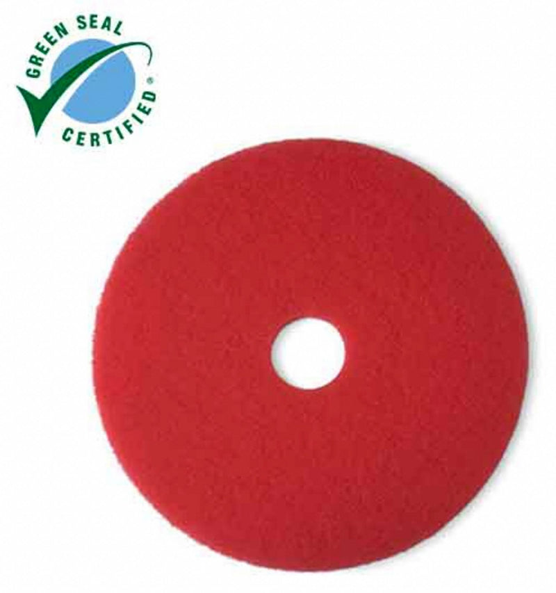 3M 13 in Non-Woven Polyester Fiber Round Buffing and Cleaning Pad, 175 to 600 rpm, Red, 5 PK - 5100