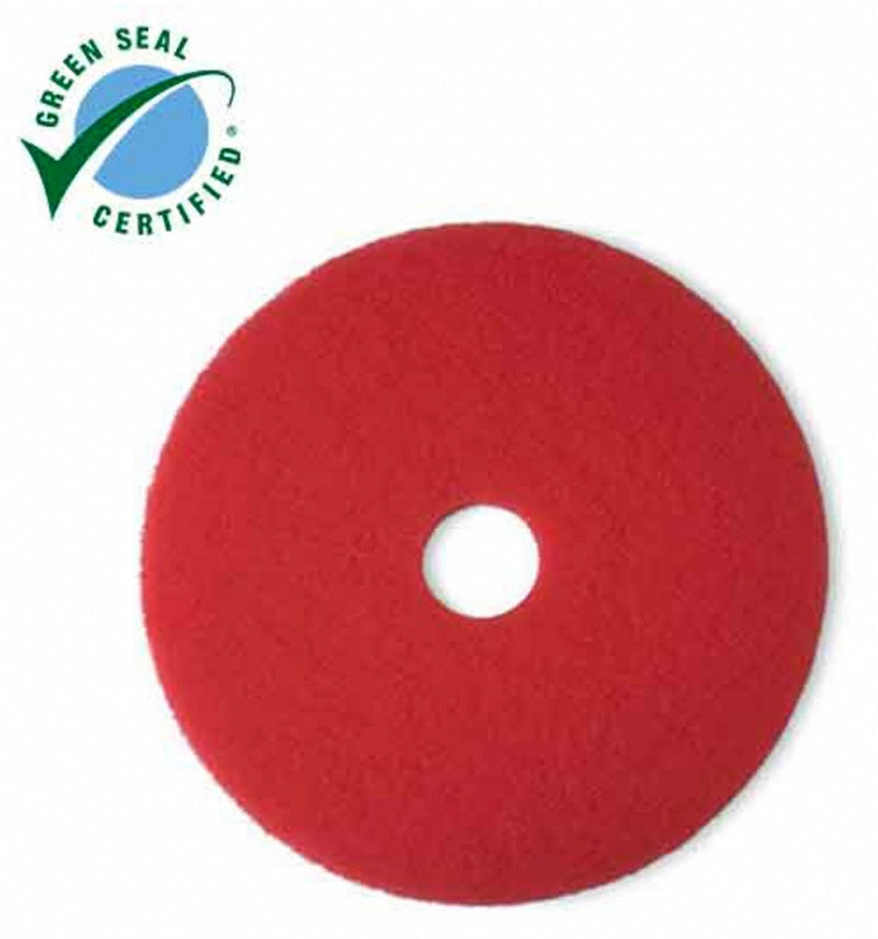 3M 15 in Non-Woven Polyester Fiber Round Buffing and Cleaning Pad, 175 to 600 rpm, Red, 5 PK - 5100