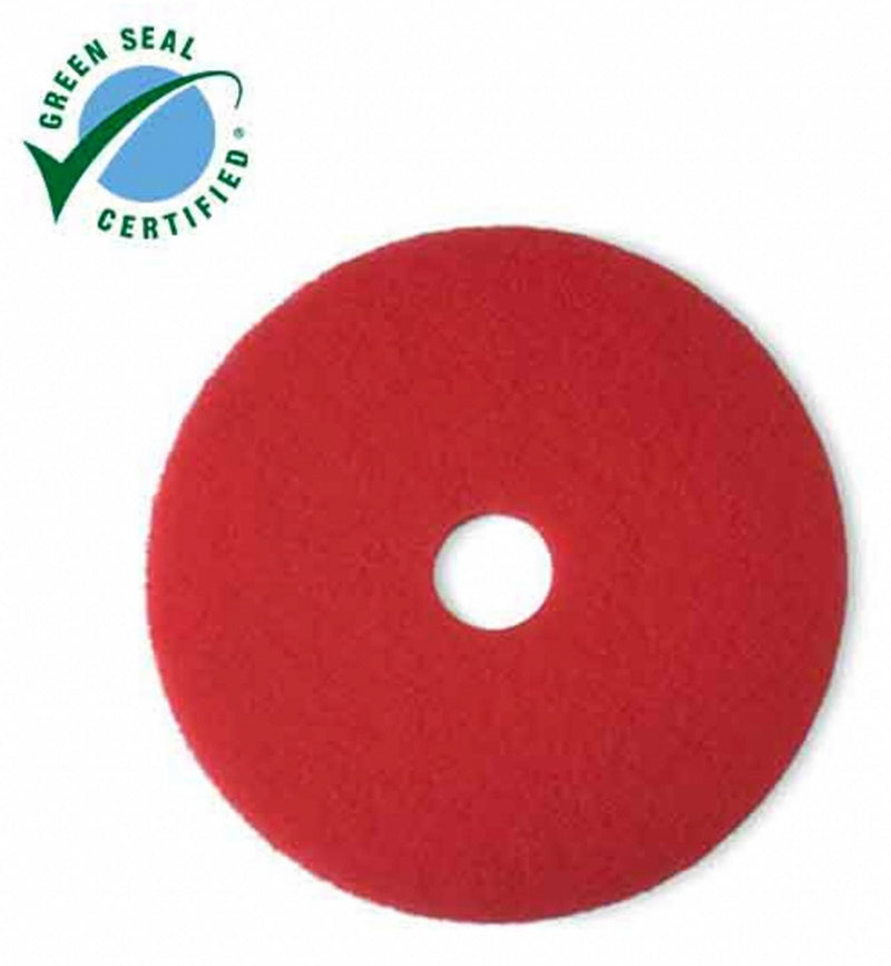 3M 17 in Non-Woven Polyester Fiber Round Buffing and Cleaning Pad, 175 to 600 rpm, Red, 5 PK - 5100