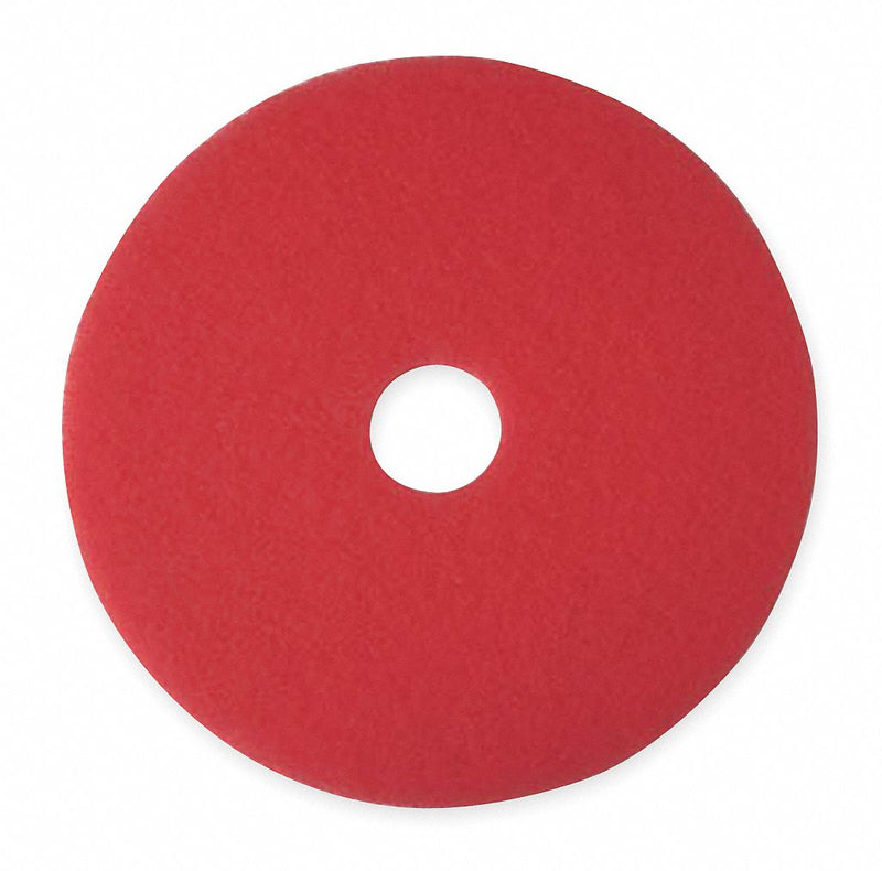 3M 13 in Non-Woven Polyester Fiber Round Buffing and Cleaning Pad, 175 to 600 rpm, Red, 5 PK - 5100
