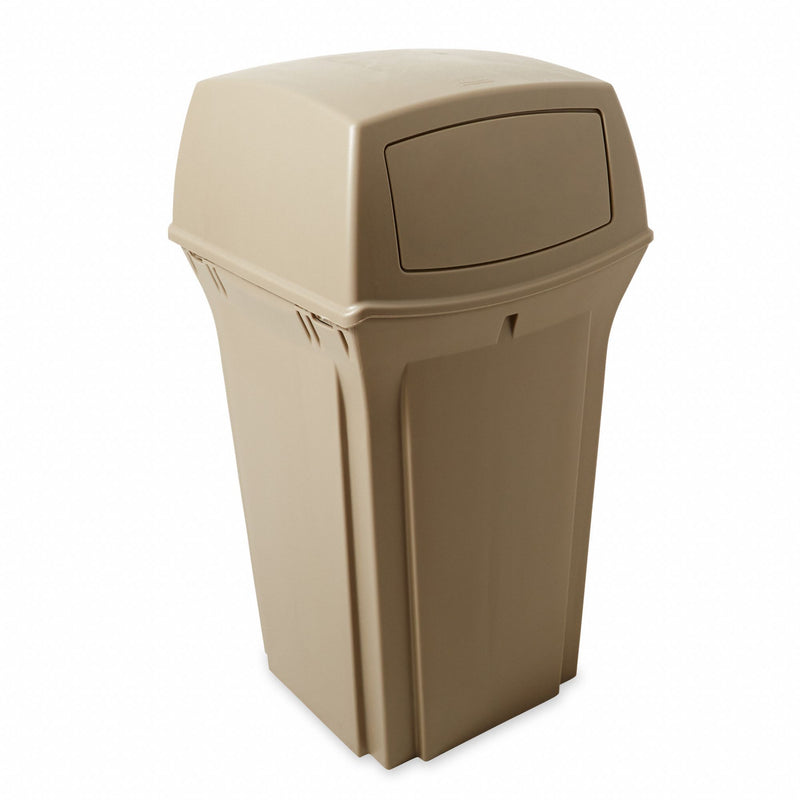 Rubbermaid 35 gal Square Trash Can, Plastic, Beige - FG843088BEIG