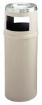 Rubbermaid 15 gal Round Ashtray/Trash Can, Plastic, Tan - FG818588BEIG