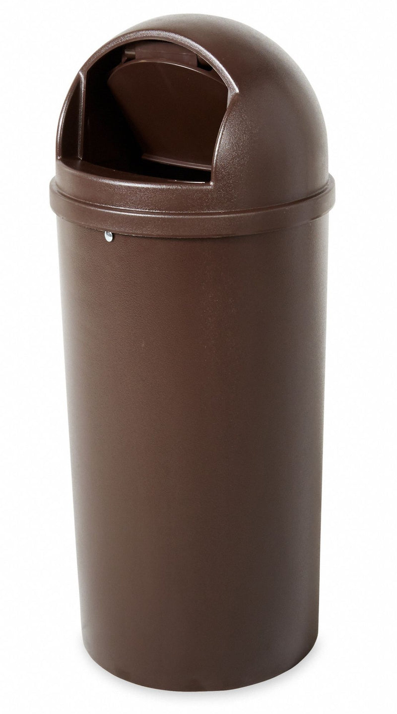 Rubbermaid 15 gal Round Trash Can, Plastic, Brown - FG816088BRN