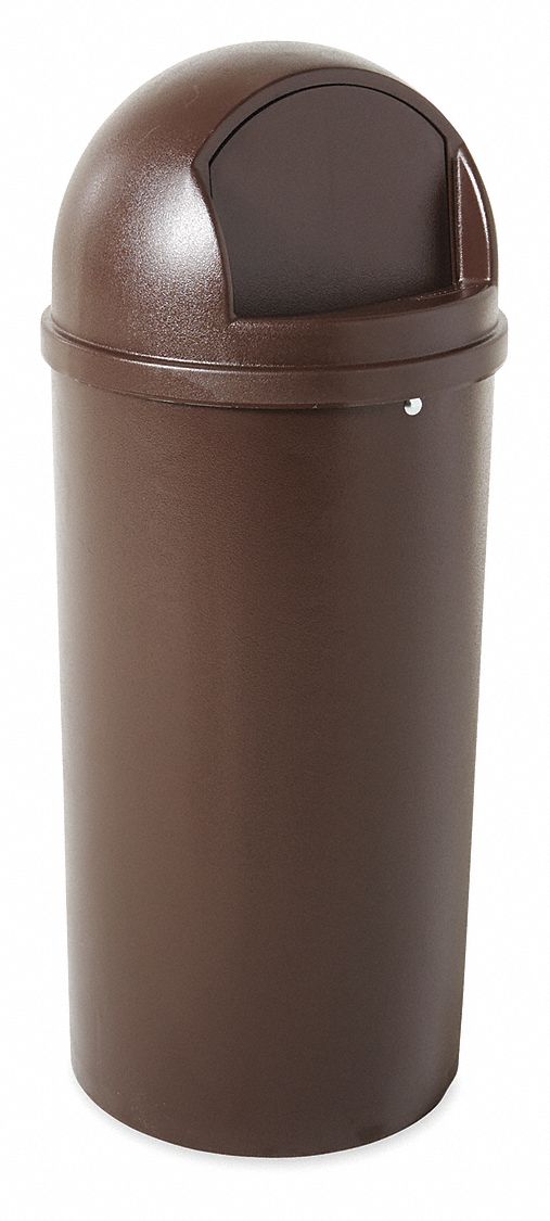 Rubbermaid 15 gal Round Trash Can, Plastic, Brown - FG816088BRN