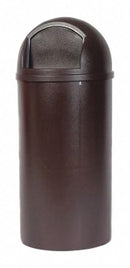 Rubbermaid 25 gal Round Trash Can, Plastic, Brown - FG817088BRN