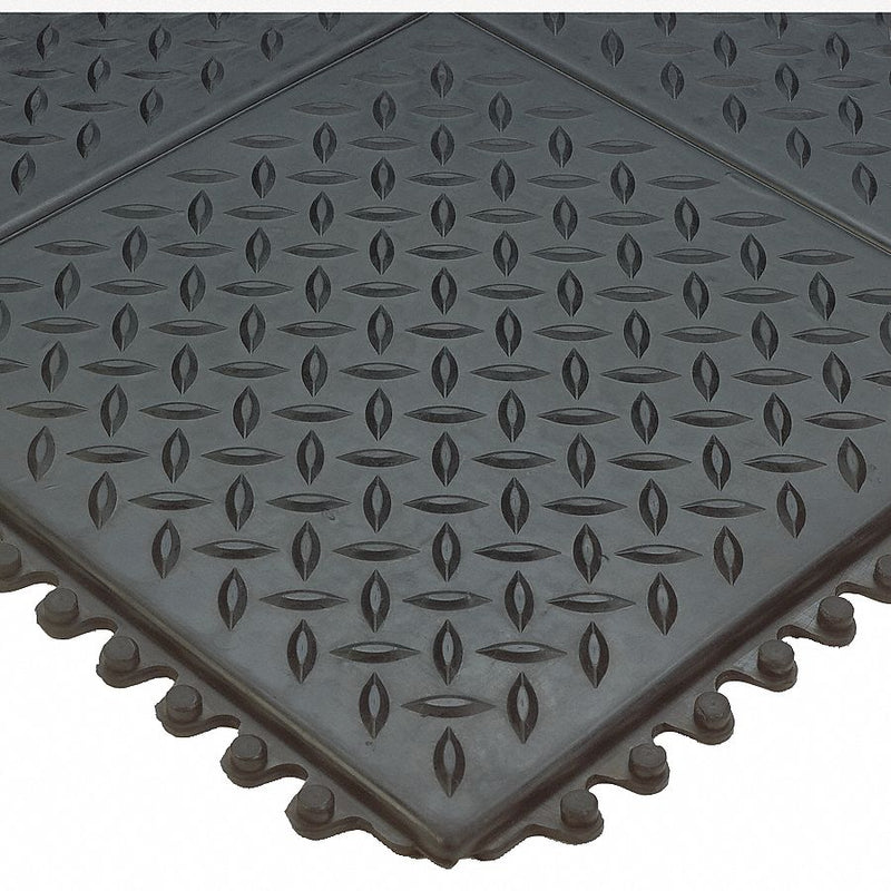 Wearwell Interlocking Antifatigue Mat, Nitrile Rubber, Black, 1 EA - 470