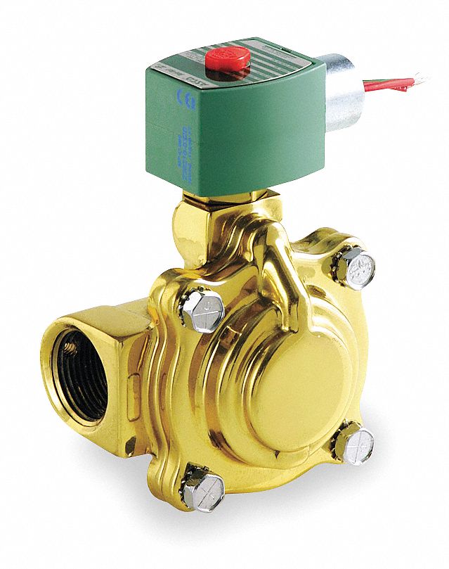 Redhat 120V AC Brass Slow Closing Solenoid Valve, Normally Closed, 1-1/4" Pipe Size - 8221G009
